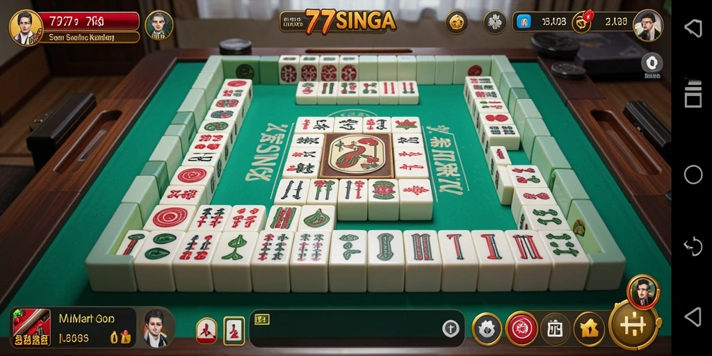 Tampilan gameplay Mahjong di 77SINGA yang menarik dan menantang.