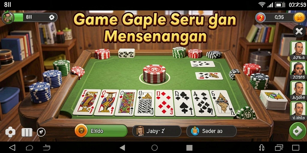 Tampilan gameplay seru dari 8II saat bermain Gaple.