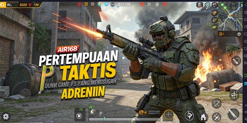 Screenshot utama AIR168 menampilkan aksi dinamis pertempuran FPS.