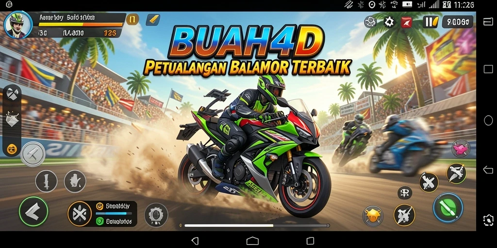 Gameplay mendebarkan dengan balapan motor yang cepat.