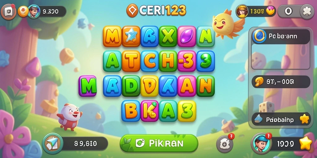 Screenshot CERI123 menampilkan gameplay seru dan tantangan Match-3.