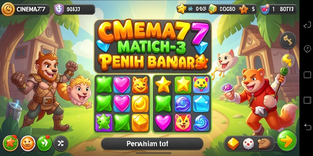 Screenshot gameplay <strong>CINEMA77</strong> menampilkan momen seru saat mencocokkan objek.