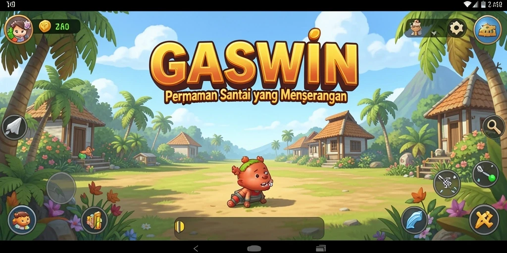 Screenshot gameplay GASWIN yang penuh warna dan menarik.