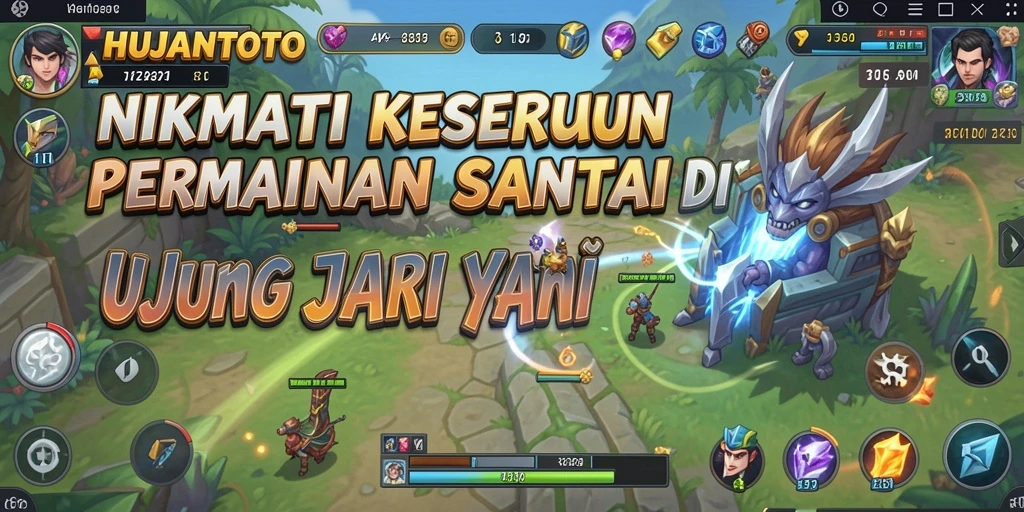 Screenshot gameplay HUJANTOTO yang ceria dan menarik.