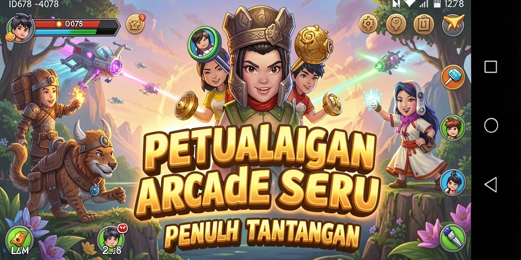 Tangkapan layar menunjukkan aksi seru dalam permainan arcade ID678.