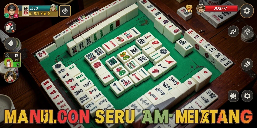 Screenshot dari gameplay JOS77 menampilkan ubin Mahjong yang berwarna-warni.