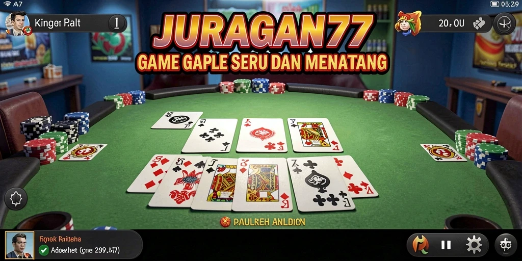 Screenshot utama JURAGAN77 menampilkan gameplay Gaple yang seru.