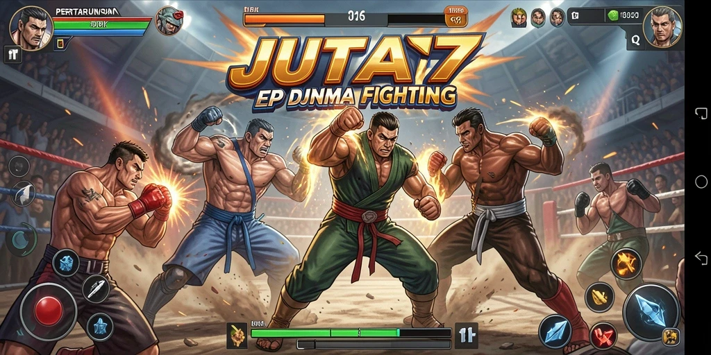 Screenshot menunjukkan aksi pertarungan mendebarkan dari JUTA7.