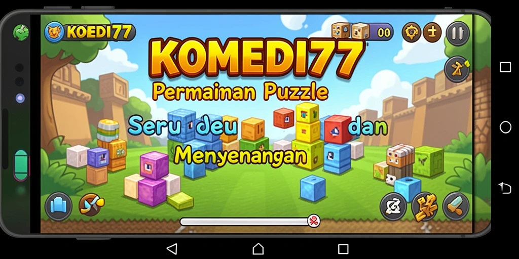 Screenshot utama menunjukkan gameplay menantang dalam KOMEDI77.
