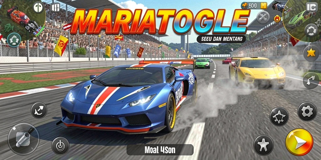 Screenshot gameplay <strong>MARIATOGEL</strong> menampilkan balapan yang seru dan kompetitif.