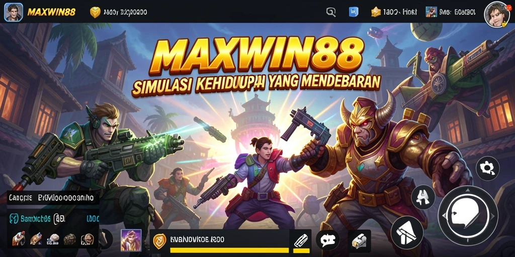 Tangkapan layar gameplay <strong>MAXWIN88</strong> menampilkan interaksi sosial yang dinamis dan dunia virtual yang imersif.