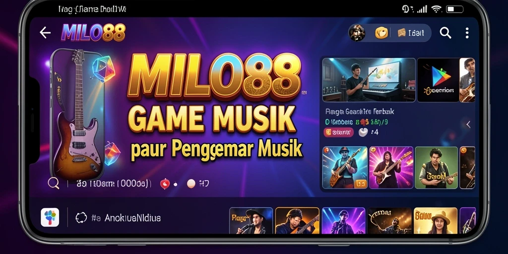 Tampilan gameplay interaktif dengan berbagai pilihan lagu musik.