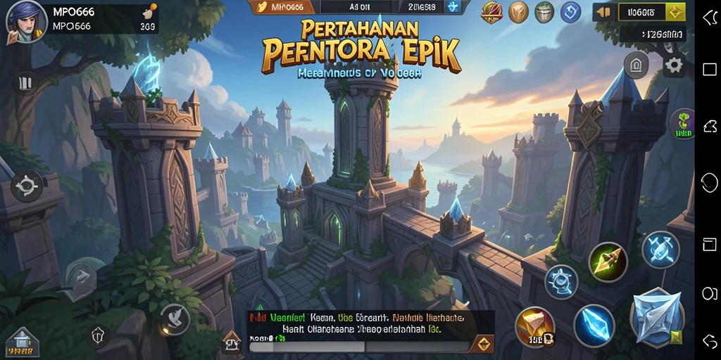 Gamplay Tower Defense MPO666 dengan efek visual memukau.