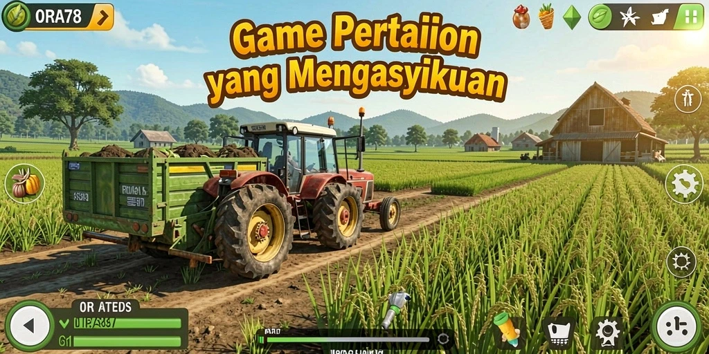 Screenshot gameplay ORA78 menampilkan keseruan bertani.