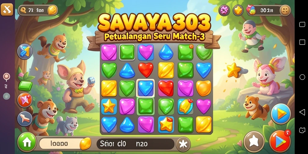 Tampilan gameplay menarik dari SAVAYA303 dalam aksi Match-3.