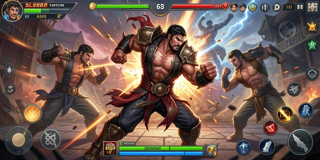 Gameplay SL888 yang intens dengan aksi pertarungan yang mendebarkan.