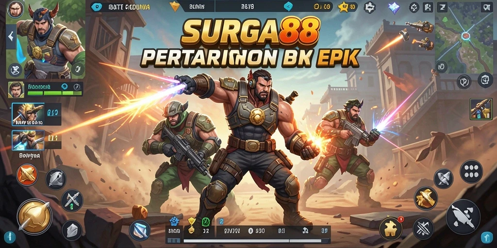 Screenshot utama SURGA88 menunjukkan aksi intens Battle Royale.