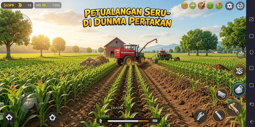 Screenshot gameplay SVIP9 menampilkan kegiatan bertani yang aktif dan menarik.