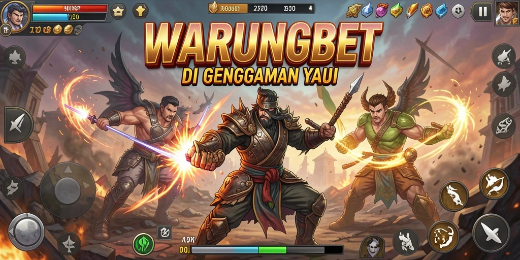 Tangkapan layar utama dari gameplay <strong>WARUNGBET</strong> menunjukkan pertarungan yang intens dan grafis menakjubkan.