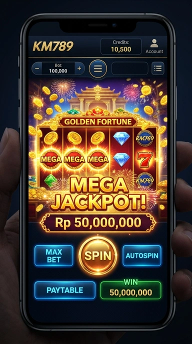 Screenshot aplikasi km789 menampilkan berbagai kategori yang tersedia untuk diunduh.